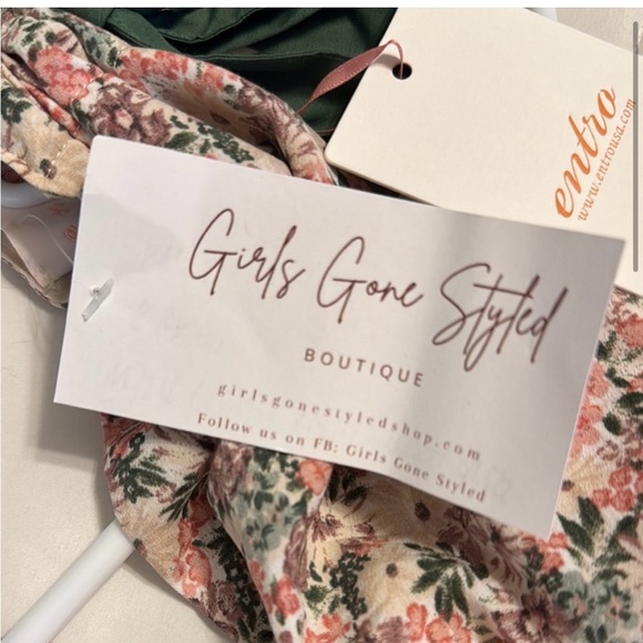 Entro Floral Maxi Dress with Green Tie Straps - Picture 4 of 5